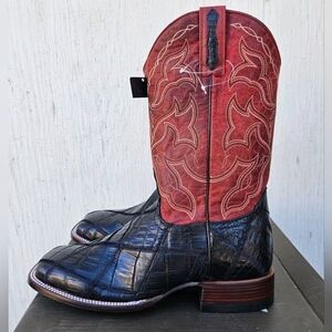 CODY JAMES MEN'S EXOTIC CAIMAN WESTERN BOOTS BROAD SQUARE TOE BBME-308 SIZE 9 D